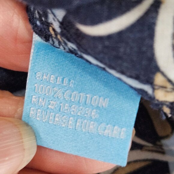 J. McLaughlin Button Down Blouse Sz Medium Blue & Tan Plaid Floral Career - Picture 7 of 9